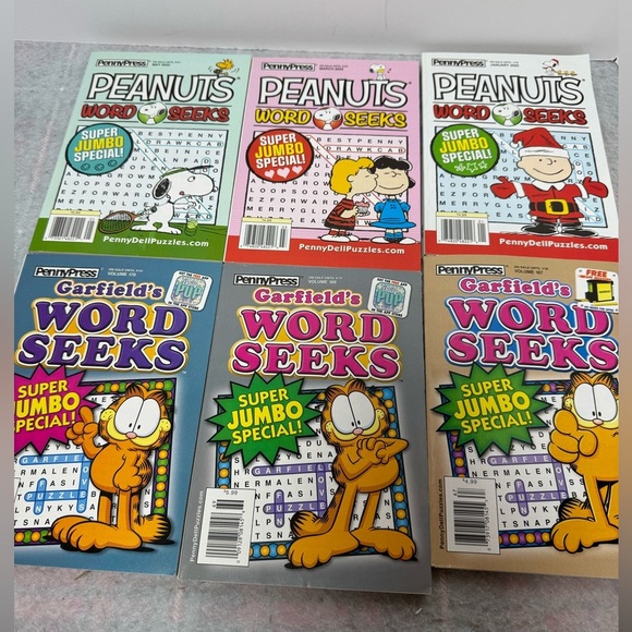 Set of 6 Peanuts and Garfield Word Seek Puzzle Books - Picture 2 of 3